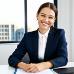 **

"A fully clothed businesswoman in a modest, professional suit sits at a modern desk in a bright, contemporary office. She is smiling gently. The scene emphasizes a calm and productive work environment. Perfect anatomy, correct proportions, well-formed hands, proper finger count, natural pose, safe for work, appropriate content, professional, modest, family-friendly, professional photography, high quality."

**