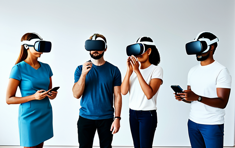 **

"A diverse group of people using smartphones and VR headsets in a bright, modern, and calming environment, fully clothed, appropriate attire, safe for work, showcasing mental health apps and virtual reality therapy, perfect anatomy, natural proportions, professional, family-friendly, high quality, illustration."

**