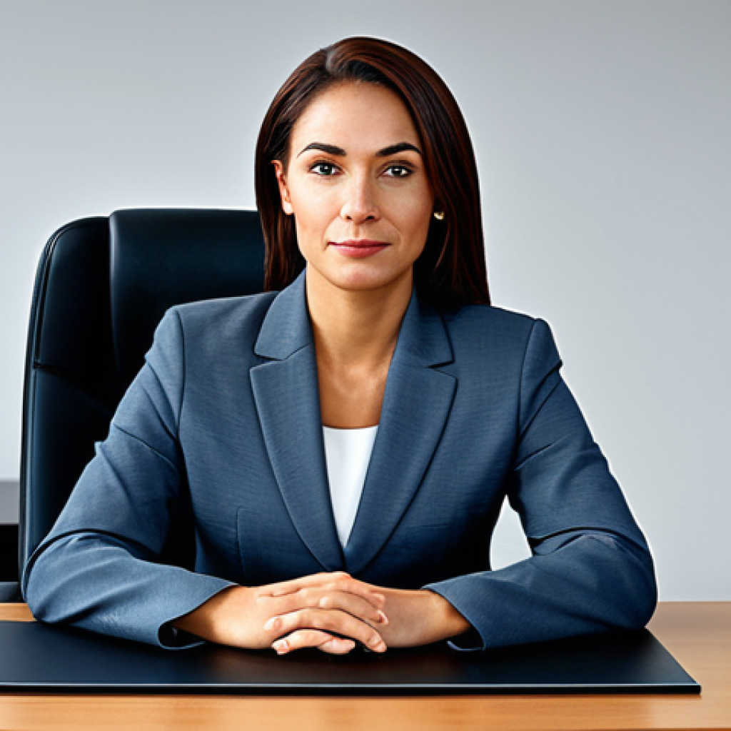 Prompt 1: A professional businesswoman in a modest business suit, sitting at a desk in a modern office, fully clothed, appropriate attire, safe for work, perfect anatomy, natural proportions, professional photography, high quality.