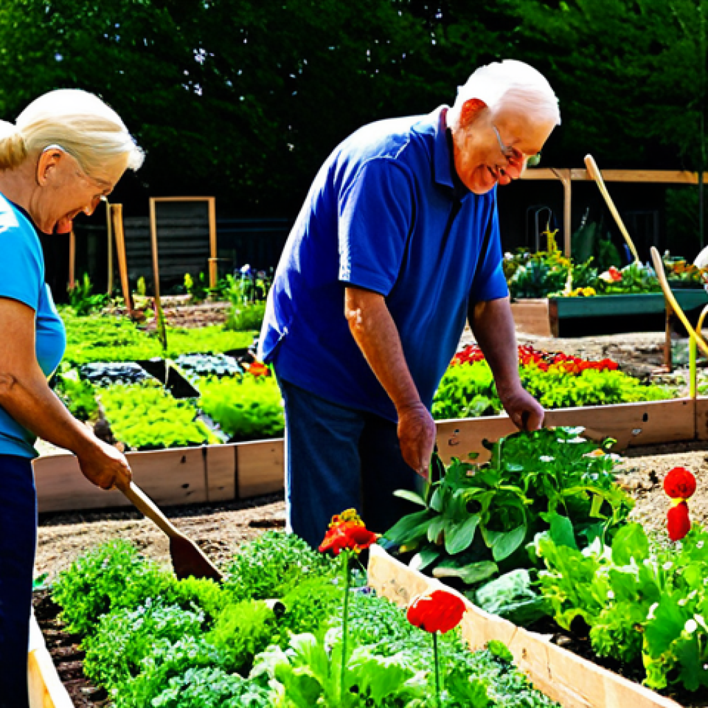 **Prompt:** A vibrant community garden scene, diverse people of all ages working together, planting flowers and vegetables, fully clothed, modest attire, bright sunny day, community spirit, safe for work, perfect anatomy, natural pose, high quality, appropriate content, family-friendly.