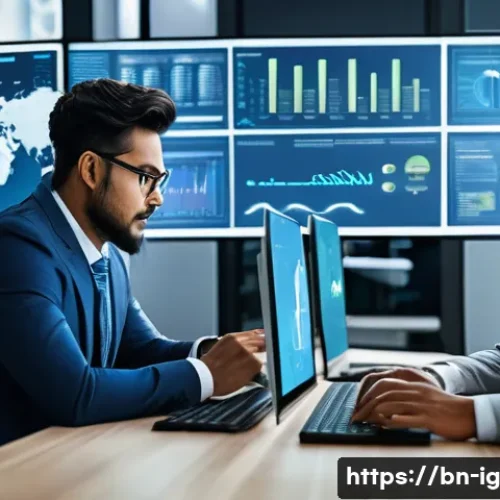 Home 31 정신건강과 관련된 데이터 보안 문제 - A professional office scene showing a diverse team of cybersecurity experts analyzing mental health ...