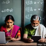 Home 18 정신건강을 위한 협업 플랫폼의 필요성 - A diverse group of Bengali individuals, including men and women of various ages, engaged in an onlin...